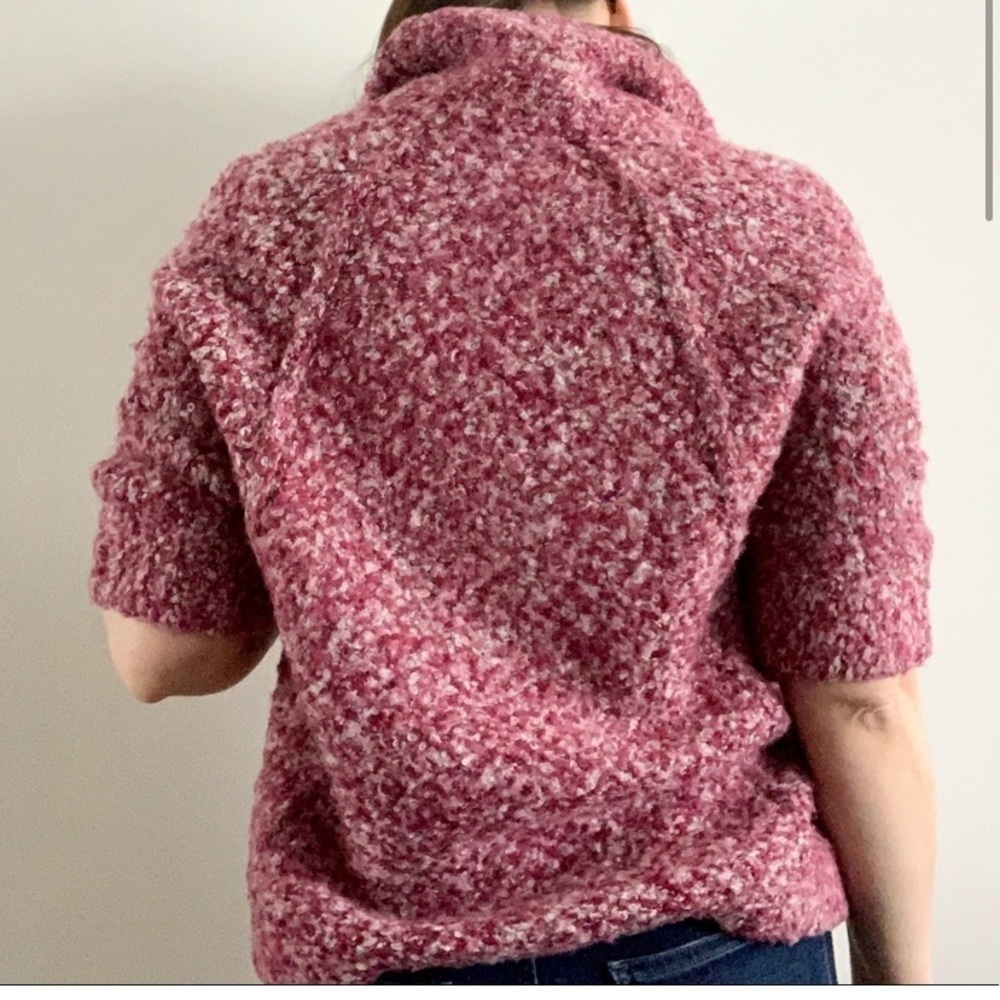 𝅺unique Mohair Knit Short Sleeve Zip Up Stretch Baggy Sweater Cardigan Coat - Picture 4 of 13